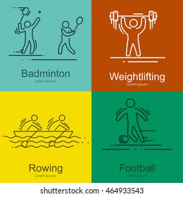 sports thin line vector icons set pictograms