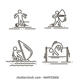 sports thin line vector icons set pictograms