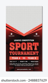 Sports tournament event social media post template modern design red black background