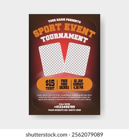 Sports tournament and gym fitness a4 vertical editable print flyer or poster, soccer event poster leaflet brochure cover template design