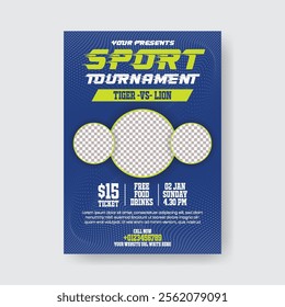 Sports tournament and gym fitness a4 vertical editable print flyer or poster, soccer event poster leaflet brochure cover template design