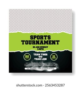 Sports tournament and gym fitness editable social media post banner ad template, soccer event social media square flyer poster, web banner ads template design 