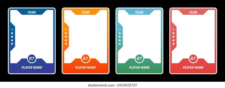 Sports trading card templates. A collection of player frames for sports, online games and business events. A pack of borders applicable in football, basketball and hockey. Vector design.