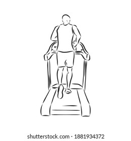 sports trainer ,treadmill, vector sketch illustration. Treadmill doodle style sketch illustration hand drawn vector