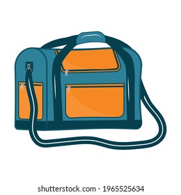 Sports or travel bag for transporting inventory, color isolated vector illustration