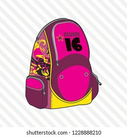 Sports, travel, gym bag, outdoor folding storage package, woman and man accessories. - Vector