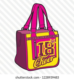 Sports, travel, gym bag, outdoor folding storage package, woman and man accessories. - Vector