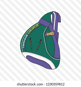 Sports, travel, gym bag, outdoor folding storage package, woman and man accessories. - Vector