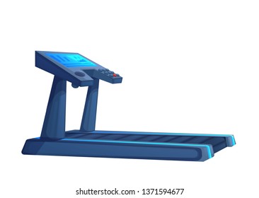 sports treadmill isolated on white background. Machine for running in gym. Vector cartoon illustration