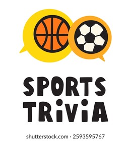 Sports trivia. Soccer and basketball balls. Hand drawn illustration. Graphic vector illustration. on white background