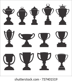 Sports trophies and awards retro black collection