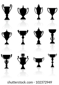 Sports trophies and awards silhouettes set for design, such logo. Jpeg version also available in gallery