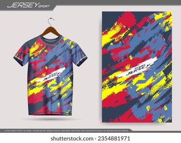 Sports t-shirt with brush stroke style. Soccer jersey mockup for soccer club. Suitable for jersey, background, poster, etc.