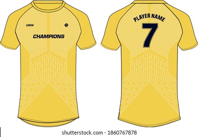 Sports t-shirt jersey design concept vector template, sports jersey concept with front and back view for Soccer, Cricket, Football, Volleyball, Rugby, tennis, badminton uniform.