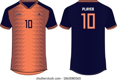 Sports t-shirt jersey design concept vector template, sports jersey concept with front and back view for Soccer, Cricket, Football, Volleyball, Rugby, tennis, badminton uniform.