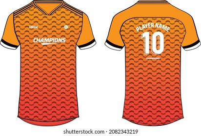 Sports t-shirt jersey design concept vector template, rhombus pattern v neck Football jersey concept with front and back view for Soccer, Cricket, Volleyball, Rugby, tennis, badminton uniform kit