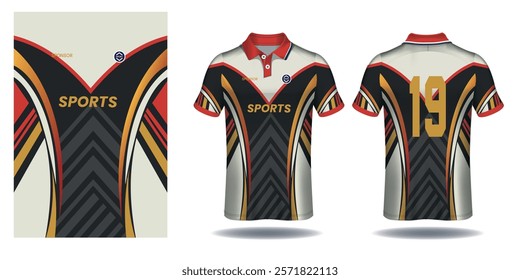 Sports t-shirt jersey design concept, sports jersey concept with front and back view for Soccer, Cricket, Football, Volleyball, Rugby, tennis, gaming, basketball, golf, badminton and e-sports uniform