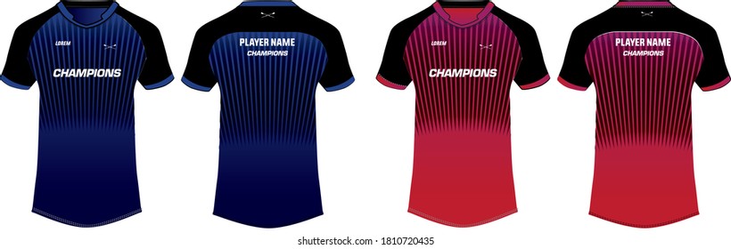Sports t-shirt jersey design template, mock up uniform kit with front and back view