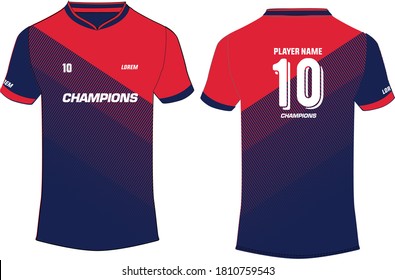 Sports t-shirt jersey design template, mock up uniform kit with front and back