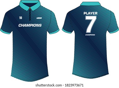 Sports t-shirt jersey design template, mock up uniform kit with front and back in two color options