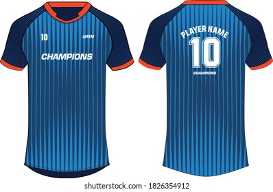 Sports t-shirt jersey design template, mock up sports kit with front and back view 