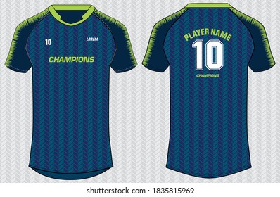 Sports t-shirt jersey design vector template, mock up sports kit with front and back view