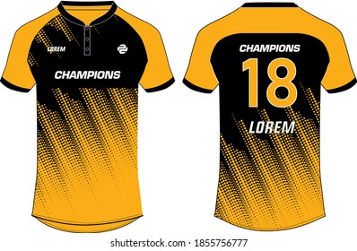 Sports t-shirt jersey design vector template, sports jersey with front and back view for Soccer, Cricket, Football. PSL - Pakistan Super  League Jersey Concept. Peshawar Zalmi Jersey design Concept