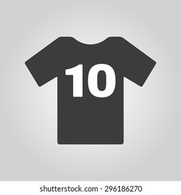 La camiseta deportiva con el icono número 10. Símbolo de camiseta y jugador. Ilustración de Vector plano