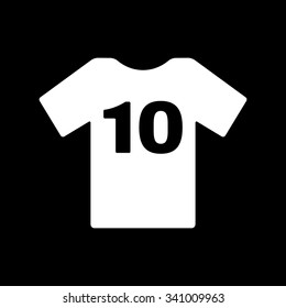 The sports t-shirt with the number 10 icon. Shirt and player symbol. Flat Vector illustration