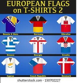 Sports T-shirts painted in flags of countries. Vector Illustration EPS10.