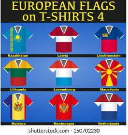 Sports T-shirts painted in flags of countries. Vector Illustration EPS10.