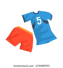 Sports uniform of handball player, shirt with number 11, handball sport equipment cartoon vector Illustration