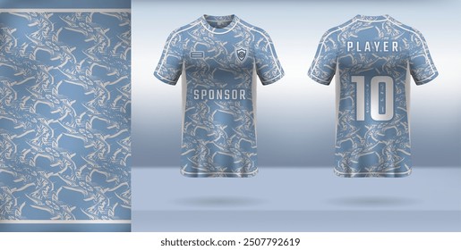 Sports uniform jersey design easy for sublimation printing with blue abstract pattern