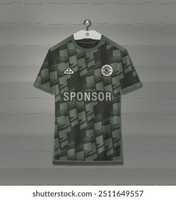 Design uniforme da camisa dos esportes com padrão abstrato verde