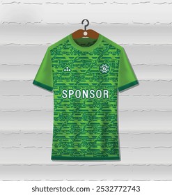 Sports uniform jersey designs with green patterns are easy for sublimation printing