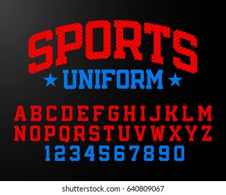 Sports Uniform Style Font, Alphabet And Numbers Vector Illustration