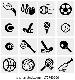 Sports vector icons set on gray 