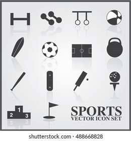 sports vector icons set on gray
