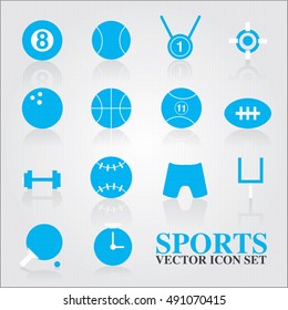 sports vector icons set on blue colour
