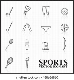 sports vector icons set outline big set
