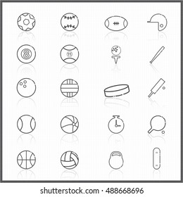 sports vector icons set outline big set