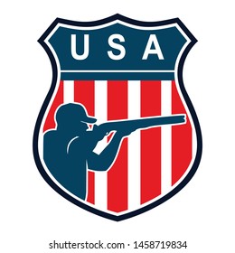 Sports vector logo in the United States hunting with firearms