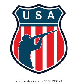 Sports vector logo in the United States hunting with firearms