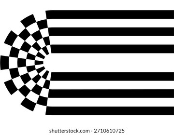 Sports vector pattern of black stripes on a white background. Modern design element for advertising, interior, packaging, games. Vector background of lines. Racing. Finish