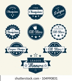 Sports Vector Set: Vintage Sports Labels for League Champions & All-Stars