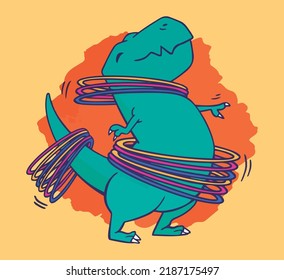 Sports vector T-rex spinning hoops