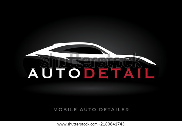 Sports vehicle auto detailer logo.\
Luxury motor car detailing emblem. Auto garage silhouette icon.\
Automotive dealership showroom symbol. Vector\
illustration.