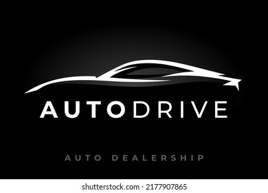 Sports vehicle logo silhouette. Motor car dealer emblem. Auto garage icon. Automotive dealership symbol. Vector illustration.