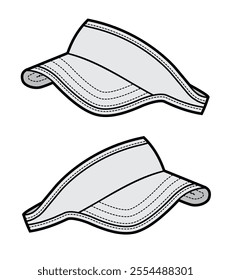 Sports visor caps technical illustration vector mockup template.