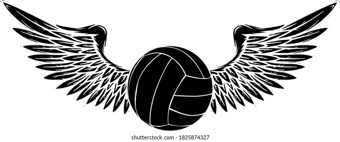 Sports Volleyball Emblem black silhouette Design Element Logo vector